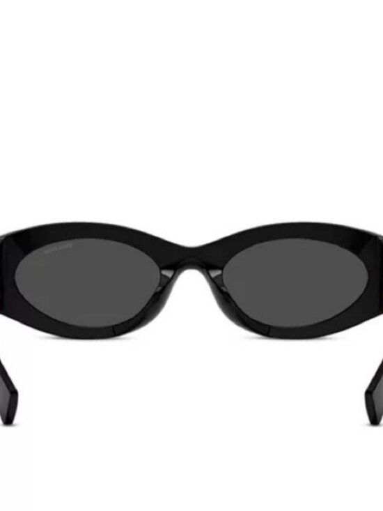 Miu Miu Black Cat-Eye Sunglasses with Gold Logo Temples main image 5